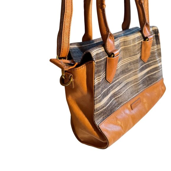 Fossil Striped Canvas & Leather Crossbody/Handbag With Adjustable Strap - Picture 8 of 16